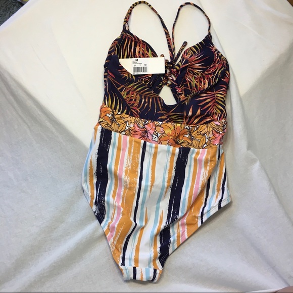 NWT Social Angel Palm Print One Piece Swimsuit, M - Picture 4 of 9